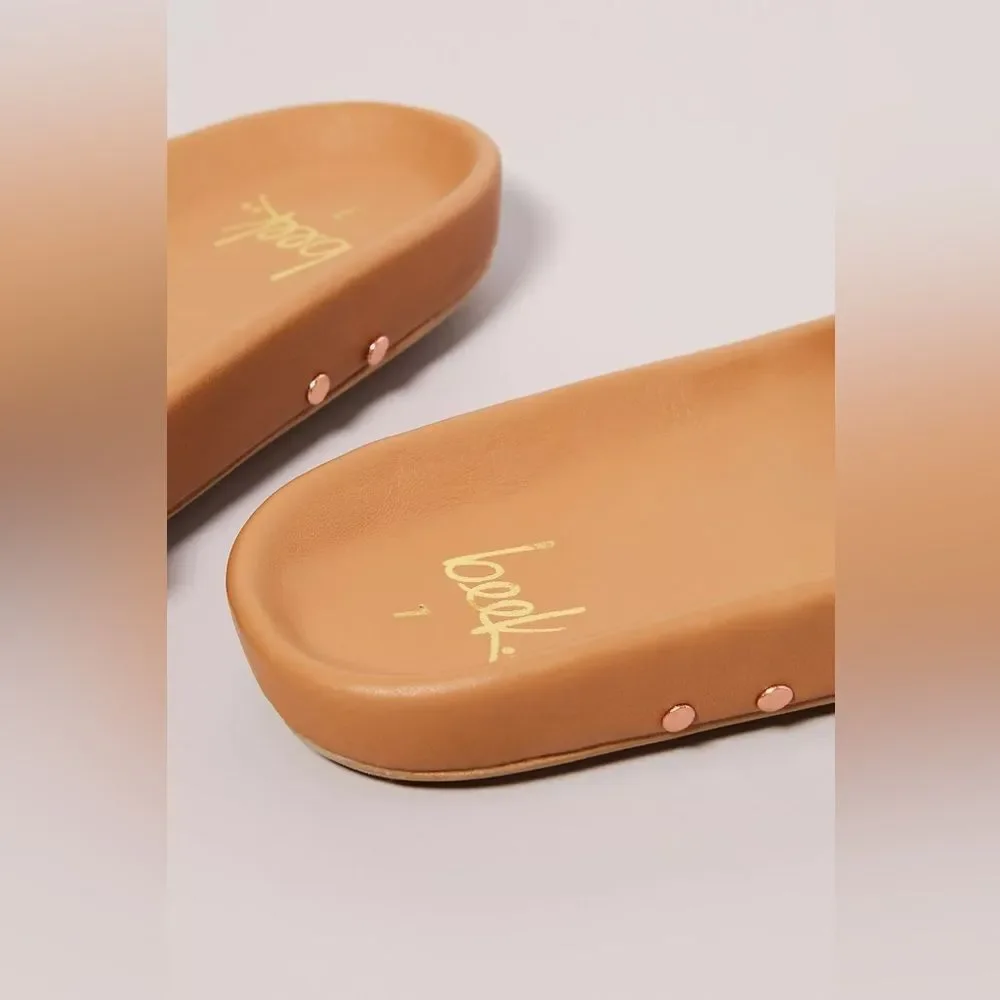 BEEK GALLITO HONEY LEATHER SLIDE SHOES